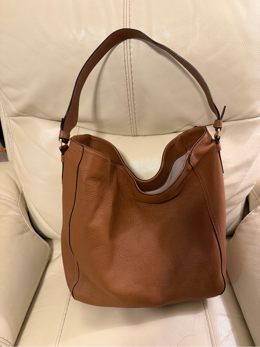 Shinola Large Brown Leather Hobo Shoulder Bag